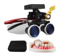 2.5X/3.5X 420mm Dental Loupe Magnifier Binocular Magnifier Dental Surgery Loupe with 5W LED Head Light, Dental Lab Medical Loupes, Wireless Led Headlights Dental Magnifier,Red-3.5X