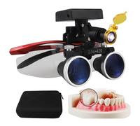 2.5X/3.5X 420mm Dental Loupe Magnifier Binocular Magnifier Dental Surgery Loupe with 5W LED Head Light, Dental Lab Medical Loupes, Wireless Led Headlights Dental Magnifier,Red-2.5X