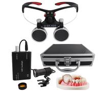 2.5X/3.5X Dental Magnifier, Dental Binocular Loupes with 5W LED Light, Head-Mounted Magnifying Glasses, Adjustable Interpupillary Distance, for Dentistry, Surgery, Jewellery or Hobby Black-2.5X