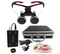 2.5X/3.5X Dental Magnifier, Dental Binocular Loupes with 5W LED Light, Head-Mounted Magnifying Glasses, Adjustable Interpupillary Distance, for Dentistry, Surgery, Jewellery or Hobby,Black-3.5X