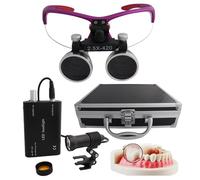 2.5X/3.5X Dental Magnifier, Dental Binocular Loupes with 5W LED Light, Head-Mounted Magnifying Glasses, Adjustable Interpupillary Distance, for Dentistry, Surgery, Jewellery or Hobby,Purple-2.5X