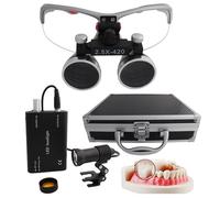 2.5X/3.5X Dental Magnifier, Dental Binocular Loupes with 5W LED Light, Head-Mounted Magnifying Glasses, Adjustable Interpupillary Distance, for Dentistry, Surgery, Jewellery or Hobby Silver-2.5X