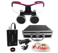 2.5X/3.5X Dental Magnifier, Dental Binocular Loupes with 5W LED Light, Head-Mounted Magnifying Glasses, Adjustable Interpupillary Distance, for Dentistry, Surgery, Jewellery or Hobby Purple-3.5X
