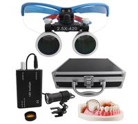 2.5X/3.5X Dental Magnifier, Dental Binocular Loupes with 5W LED Light, Head-Mounted Magnifying Glasses, Adjustable Interpupillary Distance, for Dentistry, Surgery, Jewellery or Hobby Blue-2.5X