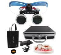 2.5X/3.5X Dental Magnifier, Dental Binocular Loupes with 5W LED Light, Head-Mounted Magnifying Glasses, Adjustable Interpupillary Distance, for Dentistry, Surgery, Jewellery or Hobby Blue-3.5X