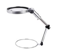 2.5X LED Lighted Desktop Magnifier with Hands Free Foldable Magnifying Glass Loupe with Metal Stand for Reading Craft Jewellery Repair Hobbies Coins