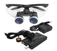 2.5X Surgical Binocular Loupes Optical Glass+5W LED Headlight 2.5X420mm Portable Dental Surgical Loupe For Professional Dentisit Powerfullight with Filter Clip-on Type + Aluminum Box (Silver)