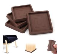 2.5x2.5" Furniture Gripper Pads, 8PCS Square Caster Furniture Coasters Anti Slide Furnitures Feet Floor Protectors for Bed Couch Stoppers Brown