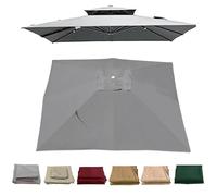 2.5x2.5m/3x3M Square Patio Umbrella Replacement Canopy, 7 Ribs Cantilever Umbrella Top Cover, Hanging Offset Cantilever Outdoor Patio Umbrella Cover Canopy for Backyard Garden Beach Yard(Gris,3x3M Dou