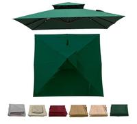 2.5x2.5m/3x3M Square Patio Umbrella Replacement Canopy, 7 Ribs Cantilever Umbrella Top Cover, Hanging Offset Cantilever Outdoor Patio Umbrella Cover Canopy for Backyard Garden Beach Yard(Dark green,3x