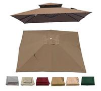 2.5x2.5m/3x3M Square Patio Umbrella Replacement Canopy, 8 Ribs Cantilever Umbrella Top Cover, Hanging Offset Cantilever Outdoor Patio Umbrella Cover Canopy for Backyard Garden Beach Yard(Light khaki,3