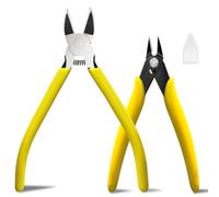 2/6/12 Pack Wire Cutters Set, 6" and 5" Ultra Sharp Flush Cutters, Carbon Steel Side Cutters for Jewelry Making, Electronics, 3D Prints,Crafting, Model Sprue, Zip Ties(6"+ 5", Yellow,2 Pack)