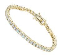 2-6.5 mm Moissanite Tennis Bracelet for Men and Women, Gifts, Diamond Tennis Bracelet, Gifts, 6.5 inches/16.51 cm, Yellow Gold, Moissanite