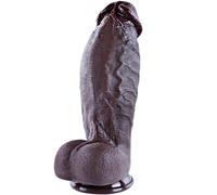2.6 Inch Diameter Realistic Black Huge Dildo, 10 Inch Large Dual Density Silicone Dildo with Big Suction Cup, Extra-Thick, Lifelike Feel, Curved Prostate Training Anal Penis for Experienced Users