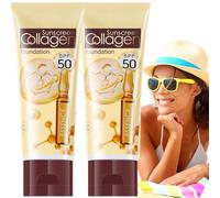 2*65ml Tinted Moisturiser SPF 50+,Hydrating Tinted Sunscreen for Face with Broad Spectrum Protection,Waterproof&Non-Greasy for Daily Wear,Natural Coverage for Mixed Skin,No False Whitening,Sun Cream
