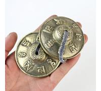 2.6in/6.5cm Handcrafted Tibetan Meditation Tingsha Cymbal Bell With Buddhist The Eight Auspicious Symbols
