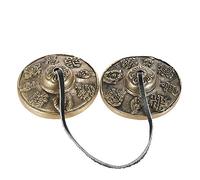 2.6in/6.5cm Handcrafted Tibetan Meditation Tingsha Cymbal Bell with Buddhist The Eight Auspicious Symbols