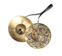 2.6in/6.5cm Handcrafted Tibetan Meditation Tingsha Cymbal Bell With Buddhist The Eight Auspicious Symbols