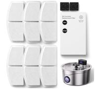 2.6L Wireless Stainless Steel Cat Water Fountain Filters Set, 6 Replacement Filters & 2 Sponges