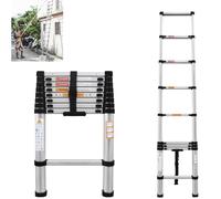 2.6M/8.5FT Telescopic Ladder Multi-Purpose Stainless Steel Extension Ladder Telescoping Ladder Extendable Anti-Slip Loft Ladder Collapsible Ladder Portable Folding Ladder, Max Load 150kg/330lb