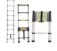 2.6M Aluminium Extending Ladder - 8.5ft Telescopic Ladder for Electricians, EN 131 Certified, Folding, Portable, Multi-Purpose for Indoor & Outdoor Use