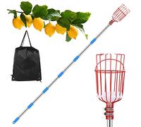2.6M Fruit Picker with Telescopic Handle Stainless Steel Fruit Connecting Pole and Fruit Carrying Basket Lightweight Fruit Picker Stick for Lemons Apples Pears Peaches Oranges and More Fruits(260cm)