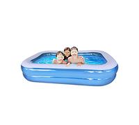 2.6m Large Inflatable Paddling Pool for Kids & Adults, Rectangle Above Ground Swimming Pool for Gardens, Backyards, Outdoor & Indoor Use, Easy to Set Up, Durable & Leak-Proof Design with Quick Drainag