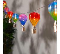 2.6M Solar Hot Air Balloons LED Lights, 10 Balloon LEDs Solar String Light Warm White, Waterproof Summer Decoration Hot Air Balloon Fairy Lights Automatic On/Off, No Wiring for Garden