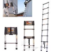 2.6m Telescopic Ladder Multi-Purpose Stainless Steel Telescoping Ladder Loft Extension Extend Portable Ladder Foldable Ladder with EN131 and CE