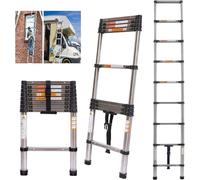 2.6M Telescopic Ladder, Stainless Steel Lightweight Extension Ladder 8.5FT, Non-Slip Feet, Load 150kg/330lb, Multi-Purpose Collapsible Ladder for Household Outdoor Working