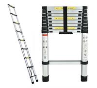 2.6M Telescoping Ladder 8.5FT Metal Lightweight Extension Ladder with Locking Mechanism and Non-Slip Feet Multi-Purpose Collapsible Ladder 330 lb Capacity