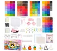 2.6mm Fuse Beads Kit, 62000pcs 120 Colours Mini Iron Beads DIY Craft Set | Complete All-in-One Craft Kit with Pegboards, Tweezers, Keyrings, Ironing Paper, Iron & Instructions Create Pixel Art Designs