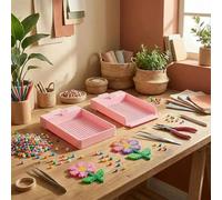 2.6mm Mini Fuse Bead Aligner Tray & Precision Tweezer Kit - High-Efficiency Sorting Tool for Mini Iron Beads - Effortless Recovery Funnel Design for Detailed Pixel Art, Single Pack (Pink)