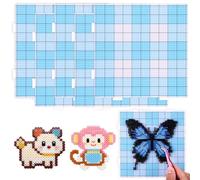 2.6mm Mini Fuse Bead Pegboards 5 Pack - 52 Peg Fuse Bead Pegboard with Grid Lines, Fuse Bead Board for Melty Beads, Plastic Fuse Bead Boards for Craft Projects (5, Blue, Square)