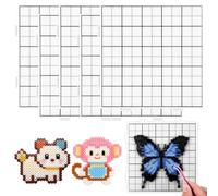 2.6mm Mini Fuse Bead Pegboards 5 Pack - 52 Peg Fuse Bead Pegboard with Grid Lines, Fuse Bead Board for Melty Beads, Plastic Fuse Bead Boards for Craft Projects (5, Black+White, Square)