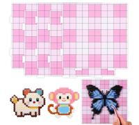 2.6mm Mini Fuse Bead Pegboards 5 Pack - 52 Peg Fuse Bead Pegboard with Grid Lines, Fuse Bead Board for Melty Beads, Plastic Fuse Bead Boards for Craft Projects (5, Pink, Square)