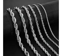 2-6MM Stainless Steel Necklace for Women Men Never Fade Waterproof Twisted Rope Chain Fashion Jewelry 16-30 inches-2MM-24inch 60cm