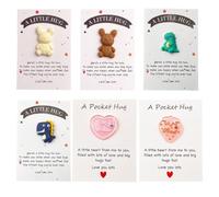2/6pcs Mini Pocket Hug Rabbit dinosaur Thank You Note Cards Greeting Card Hug For Friends Family and Mini Gift Pocket cards t hug 25 secret day gift yertle bulk valentine's heart secret For wo