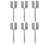 2/6x Fence Anchors Silver Galvanised Steel Ground Spike Multi Sizes vidaXL