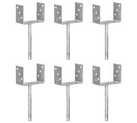 2/6x Fence Anchors Silver Galvanised Steel Ground Spike Multi Sizes vidaXL