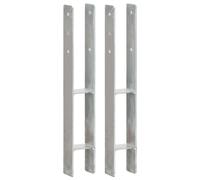 vidaXL Fence Anchors 2 pcs Silver 8x6x60 cm Galvanised Steel, Silver