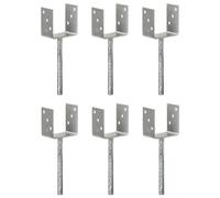 2/6x Fence Anchors Silver Galvanised Steel Ground Spike Multi Sizes vidaXL