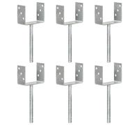 2/6x Fence Anchors Silver Galvanised Steel Ground Spike Multi Sizes vidaXL
