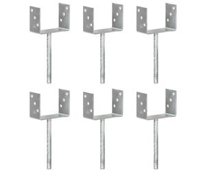 2/6x Fence Anchors Silver Galvanised Steel Ground Spike Multi Sizes vidaXL