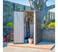 (2.6X2.9FT, Grey) BIRCHTREE Garden Shed Strong Metal Pent Roof Outdoor Storage Free Foundation New