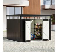 2.6x3x2m Charcoal Black Galvanized Steel Storage Shed with Lockable Doors