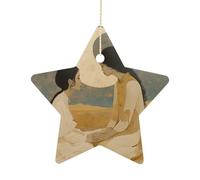 2.7" Christmas Star Ornaments with Hanging Rope, Two Women in The Desert Ornaments Hanging Pendant Vintage Ceramic Xmas Tree Decor for Home, Festive Holiday Party Decorations
