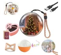 2.7 Inch Personalized Crystal Ball Video Player, Custom Upload Videos Photos Digital Display Sphere, Light-Up Memory Gift for Anniversary Birthday Wedding Pet Memorial (Orange)