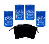 2.7 inch Small Urns for Ashes - Set of 4, Aluminium Mini Urns, Ashes Holder, Cremation Urns for Ashes, Small Keepsake urns-A Limb has Fallen from The Family Tree, Blue
