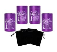 2.7 inch Small Urns for Ashes - Set of 4, Aluminium Mini Urns, Ashes Holder, Cremation Urns for Ashes, Small Keepsake urns-A Limb has Fallen from The Family Tree, Purple